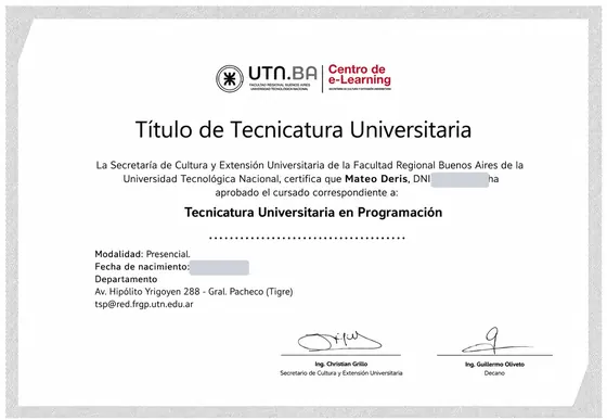 Tecnicatura Universitaria en Programación — UTN